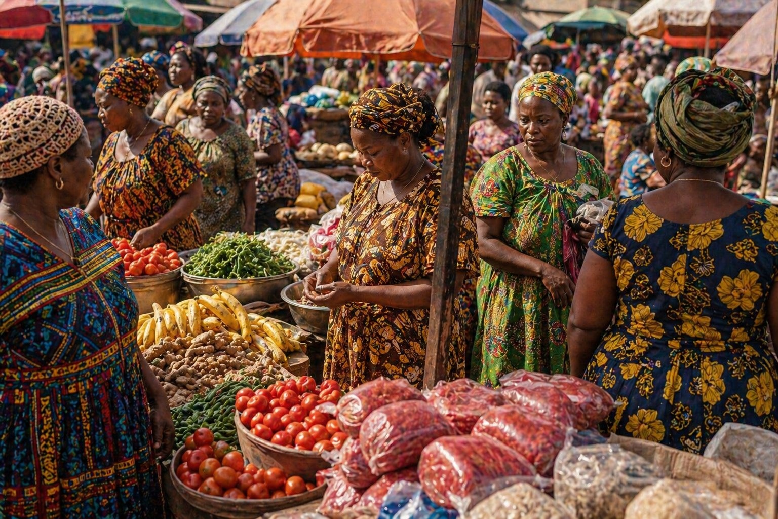 Our Story 6 Vibrant market hustle and bustle